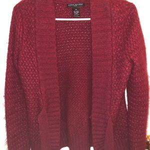 red cardigan